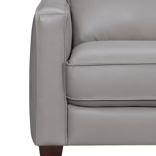 Homeroots Gray Leather L Shaped Three Piece Corner Sectional   548959