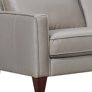 Homeroots Gray Leather L Shaped Three Piece Corner Sectional   548959