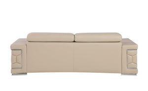 HomeRoots 89" Leather Sofa with Modern Silver Legs – Stylish, Comfortable Seating for Your Living Room Decor BEIGE 548983