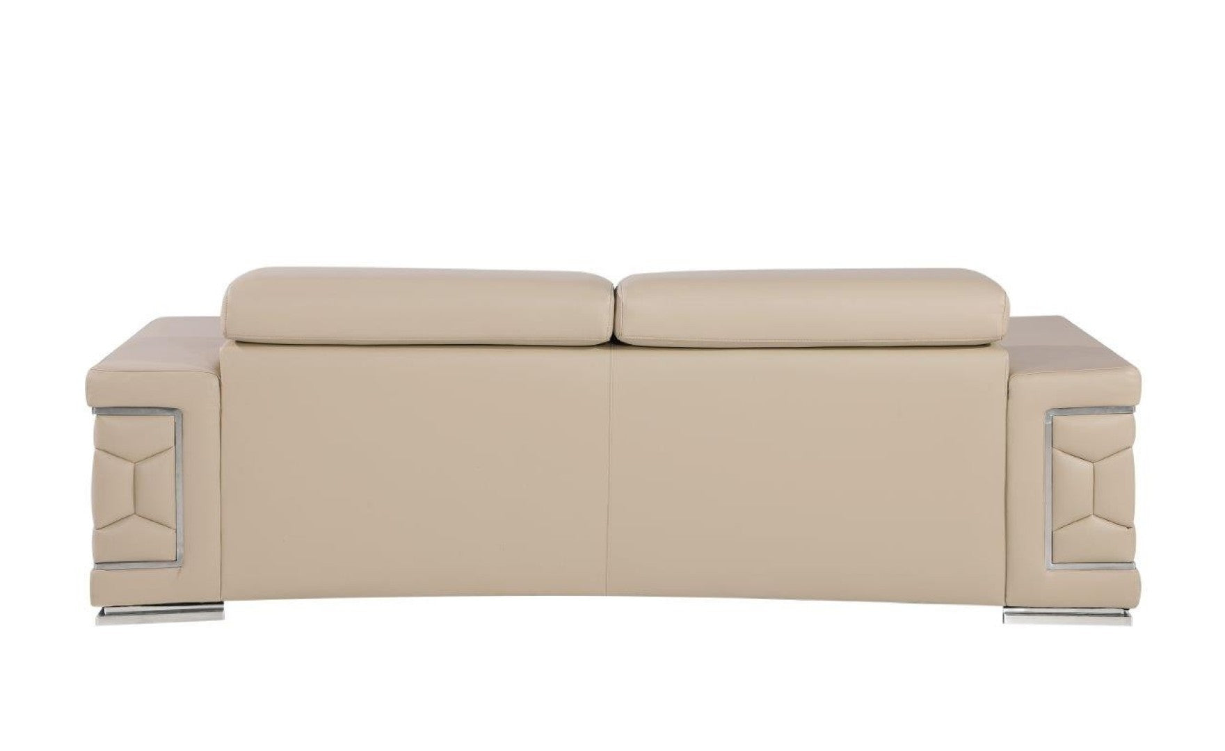 HomeRoots 89" Leather Sofa with Modern Silver Legs – Stylish, Comfortable Seating for Your Living Room Decor BEIGE 548983