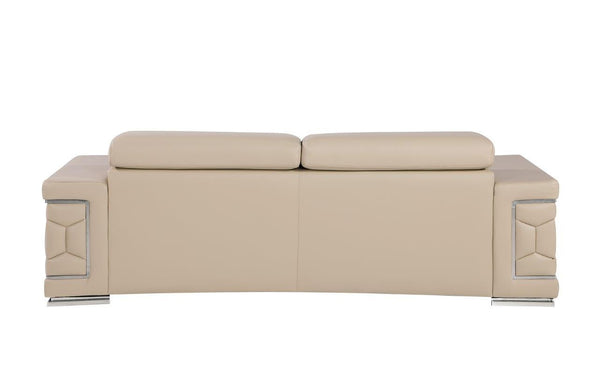 Homeroots 89" Beige Leather Sofa With Silver Legs   548983