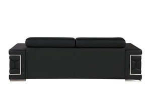 HomeRoots 89" Leather Sofa with Modern Silver Legs – Stylish, Comfortable Seating for Your Living Room Decor BLACK 548984