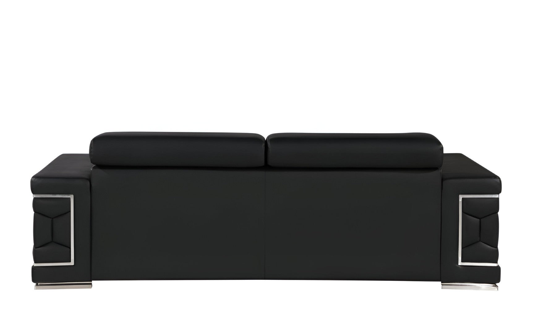 HomeRoots 89" Leather Sofa with Modern Silver Legs – Stylish, Comfortable Seating for Your Living Room Decor BLACK 548984