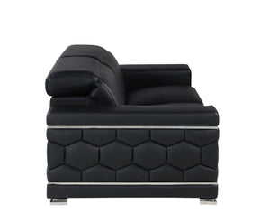 HomeRoots 89" Leather Sofa with Modern Silver Legs – Stylish, Comfortable Seating for Your Living Room Decor BLACK 548984