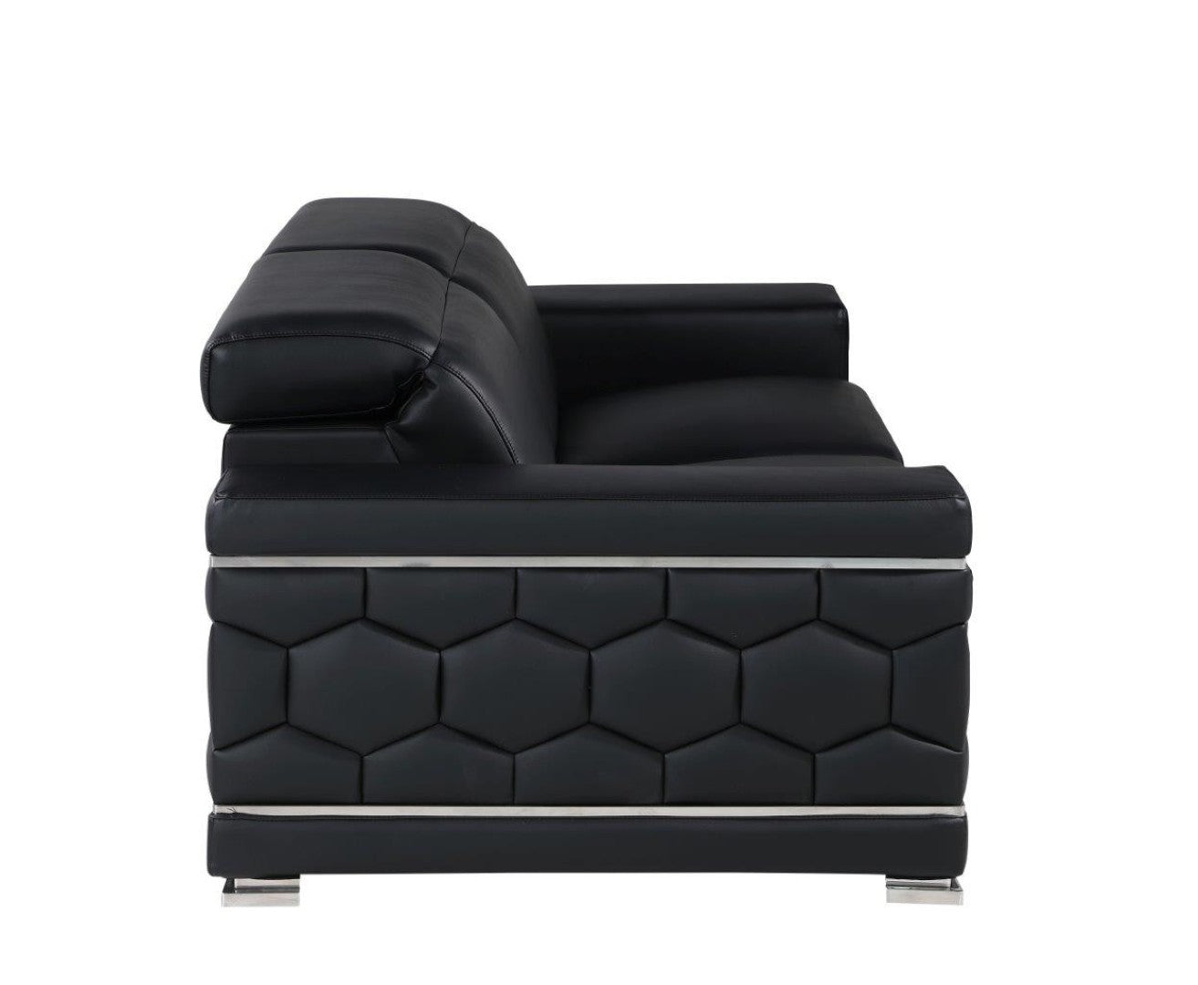 HomeRoots 89" Leather Sofa with Modern Silver Legs – Stylish, Comfortable Seating for Your Living Room Decor BLACK 548984