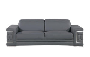 HomeRoots 89" Leather Sofa with Modern Silver Legs – Stylish, Comfortable Seating for Your Living Room Decor GREY 548985