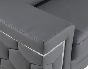 Homeroots 89" Gray Leather Sofa With Silver Legs   548985