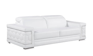 HomeRoots 89" Leather Sofa with Modern Silver Legs – Stylish, Comfortable Seating for Your Living Room Decor WHITE 548986