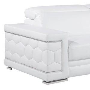 HomeRoots 89" Leather Sofa with Modern Silver Legs – Stylish, Comfortable Seating for Your Living Room Decor WHITE 548986