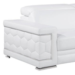 Homeroots 89" White Leather Sofa With Silver Legs   548986