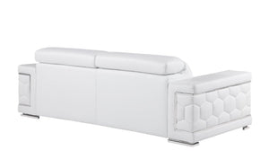 Homeroots 89" White Leather Sofa With Silver Legs   548986