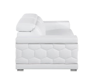 Homeroots 89" White Leather Sofa With Silver Legs   548986