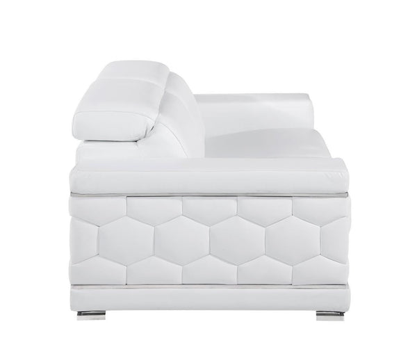 Homeroots 89" White Leather Sofa With Silver Legs   548986