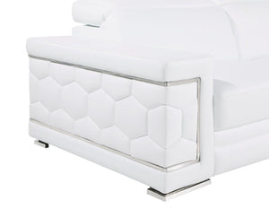 Homeroots 89" White Leather Sofa With Silver Legs   548986