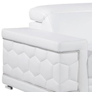 Homeroots 89" White Leather Sofa With Silver Legs   548986