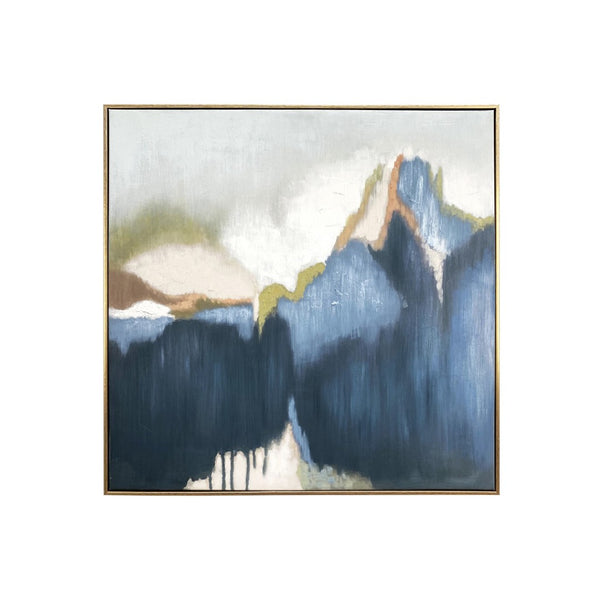 HomeRoots Abstract Hand-Painted Gold Floater Frame Canvas Art - Bold Contemporary Wall Decor for Any Space 548988