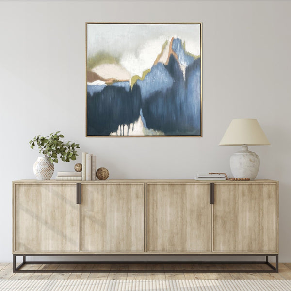 HomeRoots Abstract Hand-Painted Gold Floater Frame Canvas Art - Bold Contemporary Wall Decor for Any Space 548988
