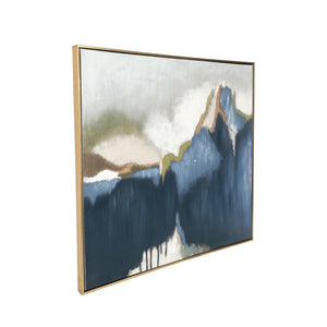 HomeRoots Abstract Hand-Painted Gold Floater Frame Canvas Art - Bold Contemporary Wall Decor for Any Space 548988
