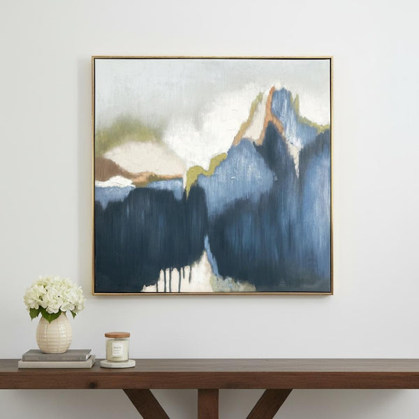 HomeRoots Abstract Hand-Painted Gold Floater Frame Canvas Art - Bold Contemporary Wall Decor for Any Space 548988