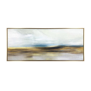Homeroots The Horizon Gold Floater Frame Painting Wall Art  Canvas 548989