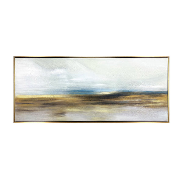 Homeroots The Horizon Gold Floater Frame Painting Wall Art  Canvas 548989
