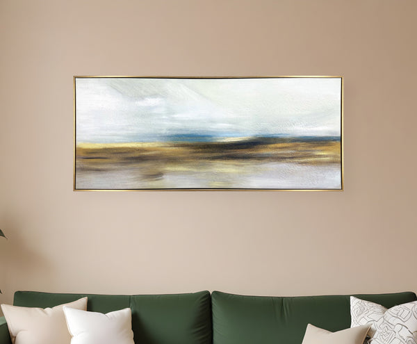 Homeroots The Horizon Gold Floater Frame Painting Wall Art  Canvas 548989