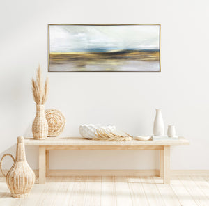 Homeroots The Horizon Gold Floater Frame Painting Wall Art  Canvas 548989