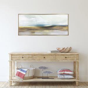 Homeroots The Horizon Gold Floater Frame Painting Wall Art  Canvas 548989