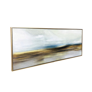 Homeroots The Horizon Gold Floater Frame Painting Wall Art  Canvas 548989
