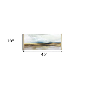 Homeroots The Horizon Gold Floater Frame Painting Wall Art  Canvas 548989