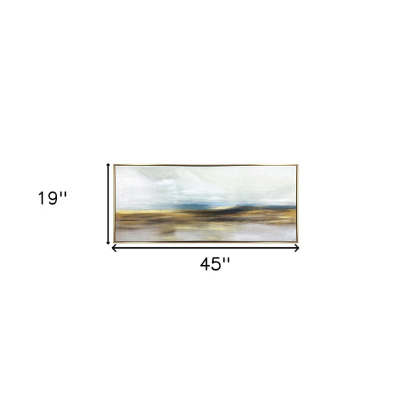 Homeroots The Horizon Gold Floater Frame Painting Wall Art  Canvas 548989