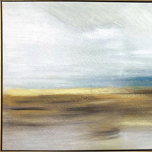 Homeroots The Horizon Gold Floater Frame Painting Wall Art  Canvas 548989