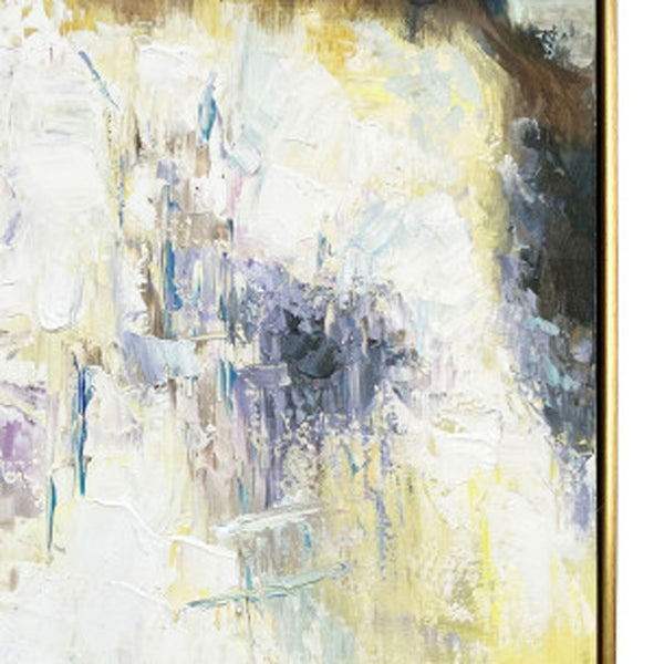 Homeroots Set Of Two Mod Abstract Blue And Ivory Gold Floater Frame Painting Wall Art  Canvas 548992