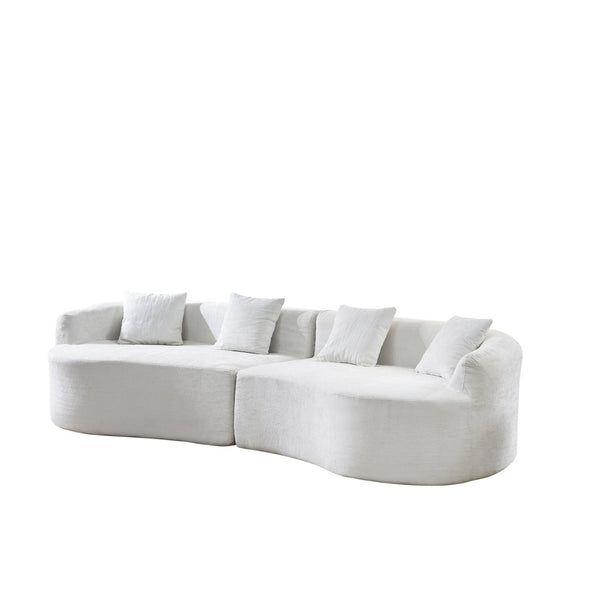 English Elm 111" L Shaped Cloud Sofa Plush Chenille Upholstered High Density Foam Apartment Living Room Beige W1669S00057