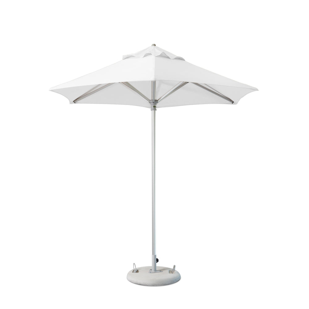 Homeroots 9' White Polyester Round Market Patio Umbrella  Aluminum 548999