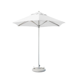 Homeroots 9' White Polyester Round Market Patio Umbrella  Aluminum 548999