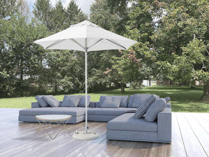 Homeroots 9' White Polyester Round Market Patio Umbrella  Aluminum 548999