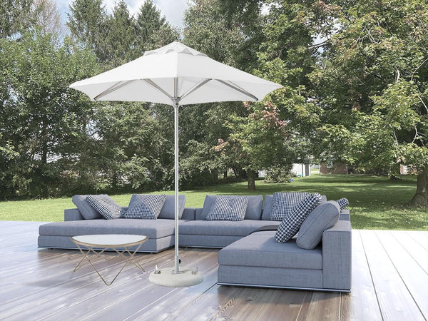 Homeroots 9' White Polyester Round Market Patio Umbrella  Aluminum 548999