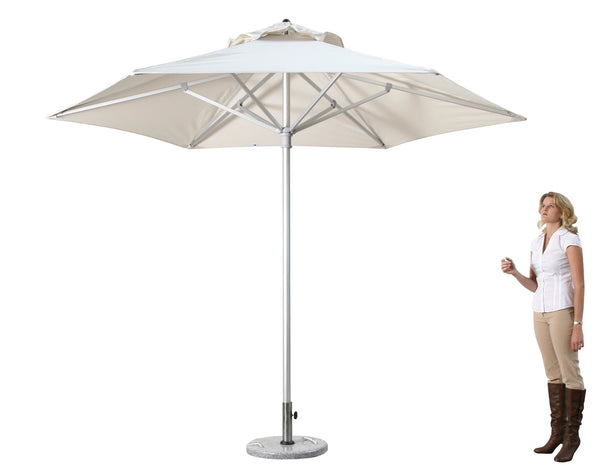 Homeroots 9' White Polyester Round Market Patio Umbrella  Aluminum 548999