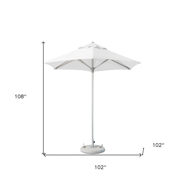 Homeroots 9' White Polyester Round Market Patio Umbrella  Aluminum 548999