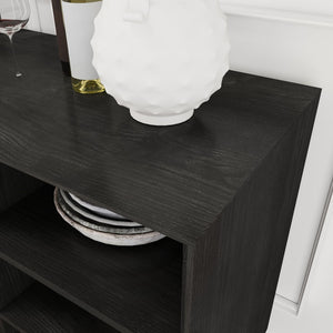 English Elm 47.3" Fluted Farmhouse Sideboard with Solid Wood Feet and Open Shelving for Dining Rooms W1801P428581