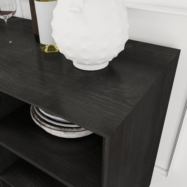 English Elm 47.3" Fluted Farmhouse Sideboard with Solid Wood Feet and Open Shelving for Dining Rooms W1801P428581