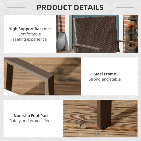 English Elm Outsunny 2 Piece Pe Rattan Outdoor Dining Chair Set With Cushions, Stylish Cream White Design For Patios W2225P200714-GIGA