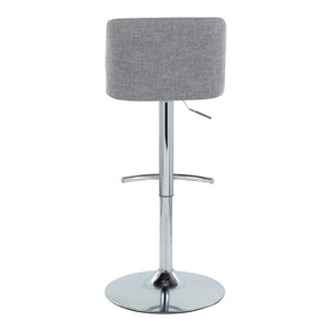 English Elm Toriano Adjustable Barstool Set Of 2 In Grey Fabric With Chrome Base - Modern Style & Comfort! B202S01042-GIGA