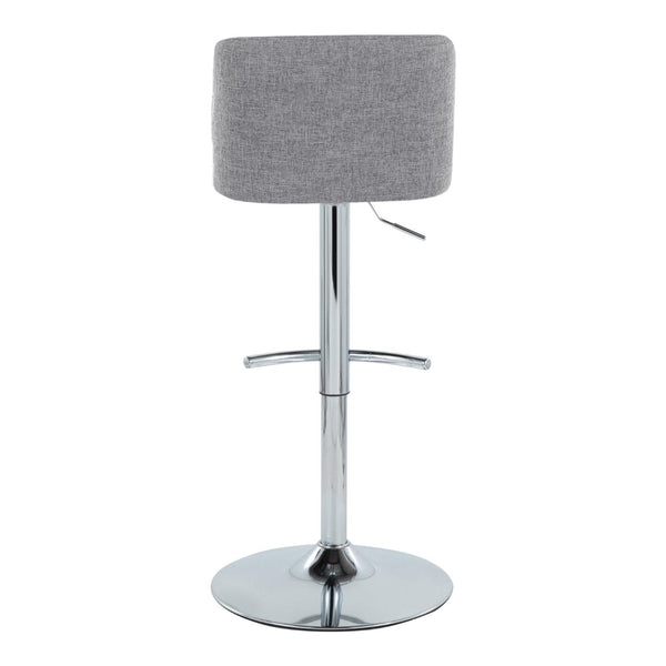 English Elm Toriano Adjustable Barstool Set Of 2 In Grey Fabric With Chrome Base - Modern Style & Comfort! B202S01042-GIGA