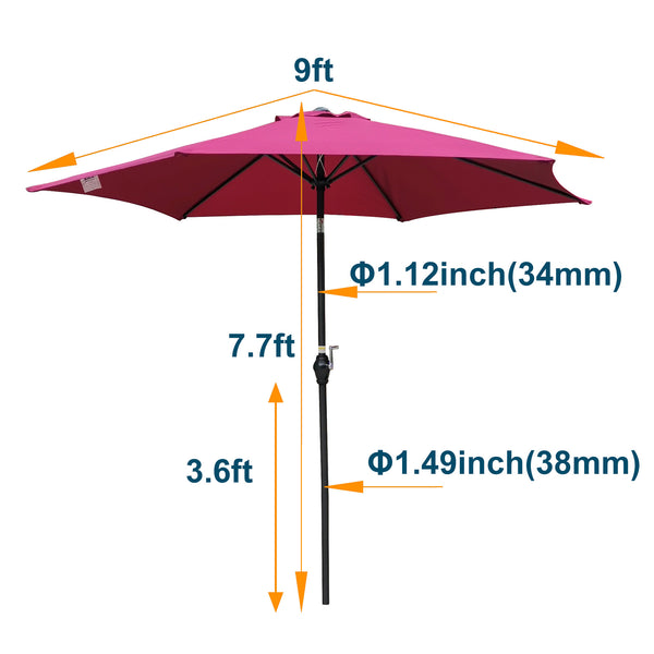 English Elm 9FT Hexagon Patio Umbrella Ice Blue Stripes, 9ft Crank Tilt Outdoor Canopy UPF40+ Weatherproof W656P406902