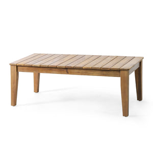 English Elm Christopher Knight Home® - Camak Acacia Wood Outdoor Loveseat & Coffee Table Set in Teak Beige — Weather-Resistant, 800lb Capacity 71702.00BGE