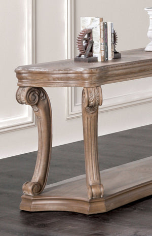 English Elm 1pc Sofa Table Industrial U-Shape Metal Base with Replicated Wood Top Rustic Sand Black Finish Durable Elegant Oak 58 L x 24 W x 11 H B2741P360608