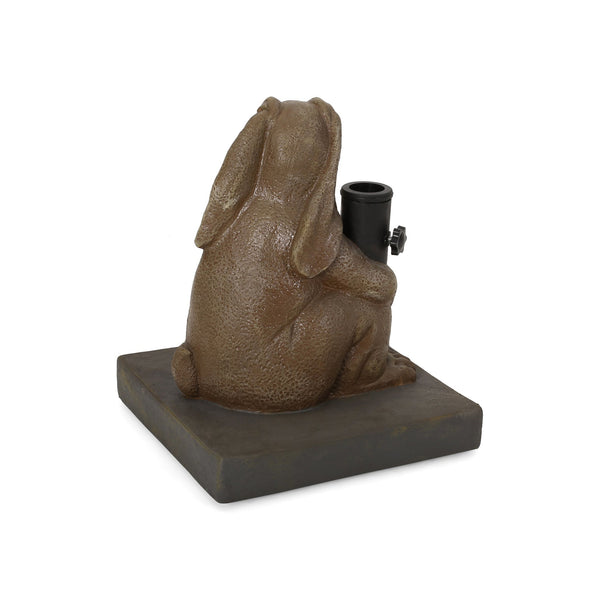 English Elm Christopher Knight Home® - RABBIT Light Brown Umbrella Base — Handcrafted Lightweight Concrete with Iron Tube, 13.5" Sq, Durable 67767.00LBRN