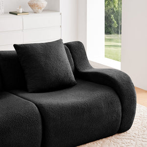 English Elm L-Shaped 4-Seat Modular Sofa In Plush Teddy Fabric - No Assembly, Ergonomic Design For Ultimate Comfort W714S01463